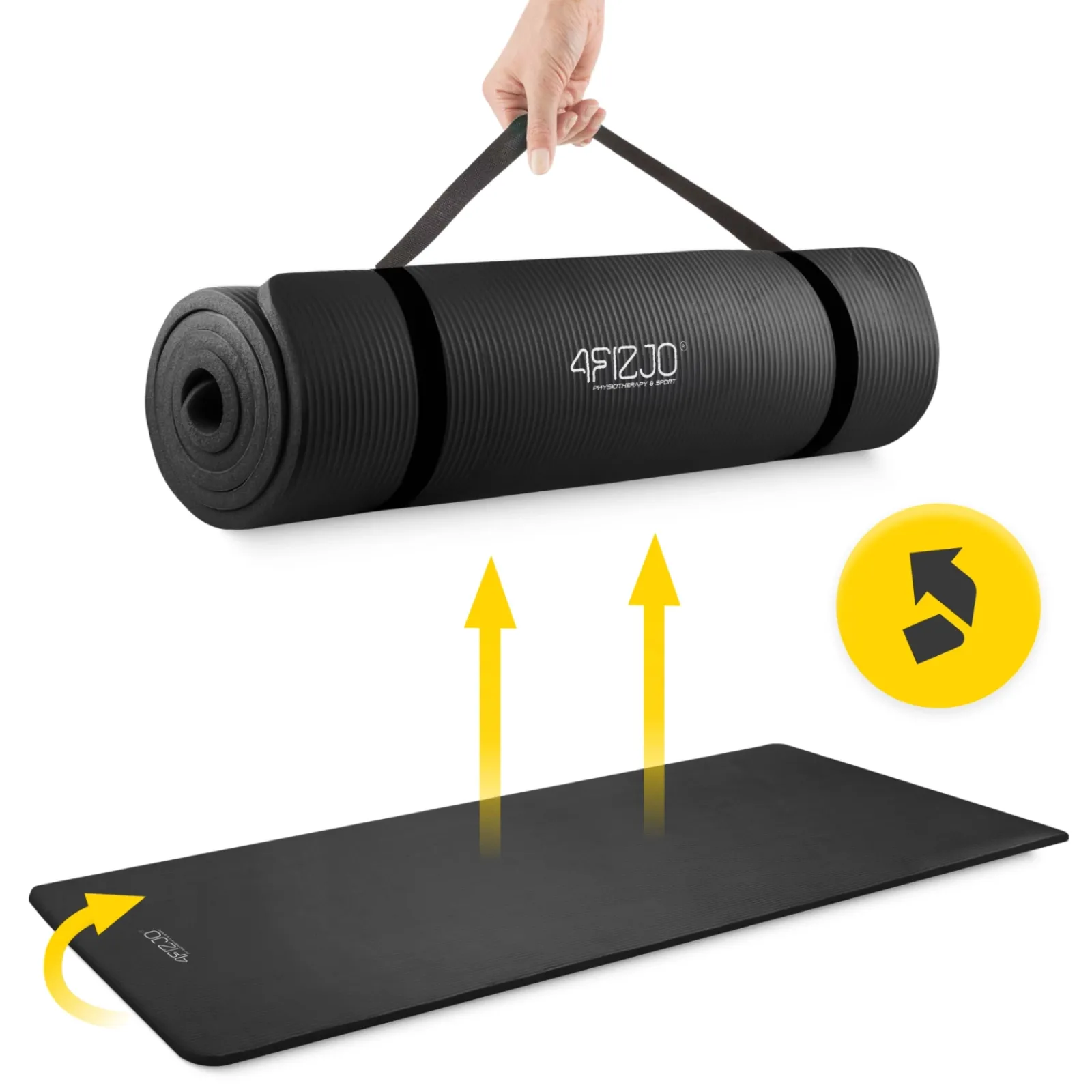 4FIZJO Mata do ćwiczeń fitness i jogi NBR 190 × 100 × 1,5 cm czarna Best