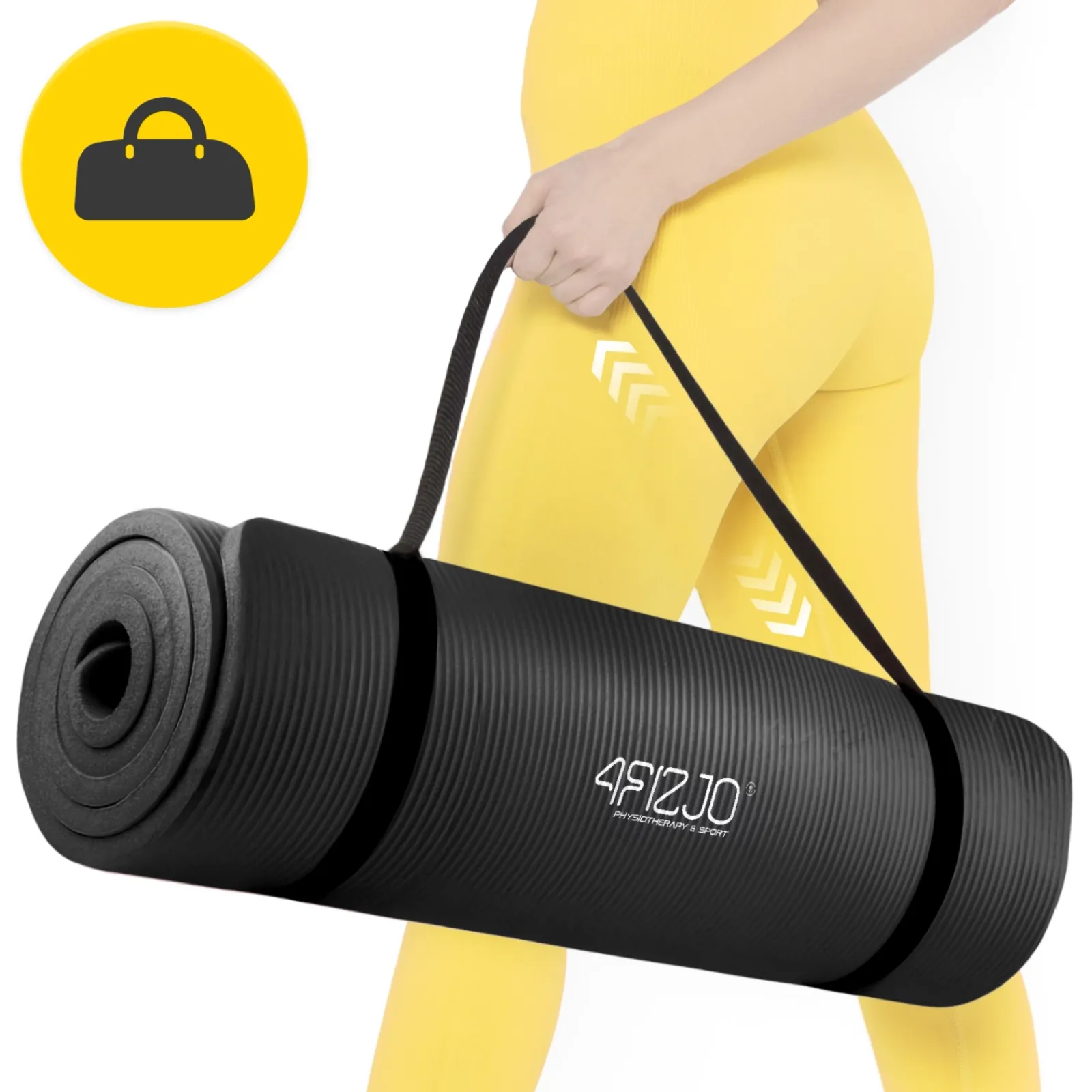 4FIZJO Mata do ćwiczeń fitness i jogi NBR 190 × 100 × 1,5 cm czarna Best