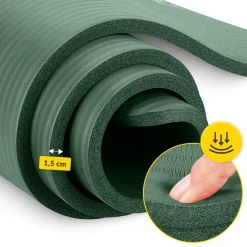 4FIZJO Mata do ćwiczeń fitness i jogi NBR 180 × 60 × 1,5 cm szałwiowa zieleń New