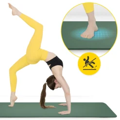 4FIZJO Mata do ćwiczeń fitness i jogi NBR 180 × 60 × 1,5 cm szałwiowa zieleń New