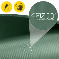 4FIZJO Mata do ćwiczeń fitness i jogi NBR 180 × 60 × 1,5 cm szałwiowa zieleń New