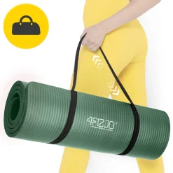 4FIZJO Mata do ćwiczeń fitness i jogi NBR 180 × 60 × 1,5 cm szałwiowa zieleń New