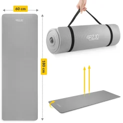 4FIZJO Mata do ćwiczeń fitness i jogi NBR 180 × 60 × 1 cm szara Szary Discount
