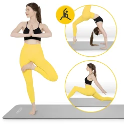4FIZJO Mata do ćwiczeń fitness i jogi NBR 180 × 60 × 1 cm szara Szary Discount