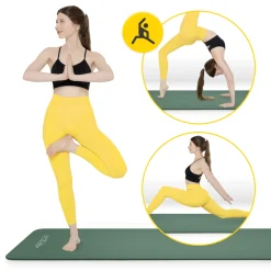 4FIZJO Mata do ćwiczeń fitness i jogi NBR 180 × 60 × 1 cm szałwiowa zieleń Zielony New