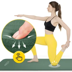 4FIZJO Mata do ćwiczeń fitness i jogi NBR 180 × 60 × 1 cm szałwiowa zieleń Zielony New