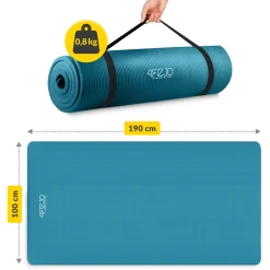 4FIZJO Mata do ćwiczeń fitness i jogi NBR 190 × 100 × 1,5 cm niebieska Sale