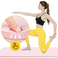 4FIZJO Mata do ćwiczeń fitness i jogi NBR 180 × 60 × 1 cm jasnoróżowa Różowy Sale