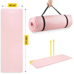 4FIZJO Mata do ćwiczeń fitness i jogi NBR 180 × 60 × 1 cm jasnoróżowa Różowy Sale