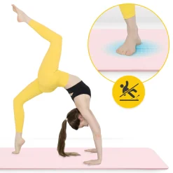 4FIZJO Mata do ćwiczeń fitness i jogi NBR 180 × 60 × 1 cm jasnoróżowa Różowy Sale