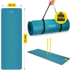 4FIZJO Mata do ćwiczeń fitness i jogi NBR 180 × 60 × 1 cm morska zieleń Morski