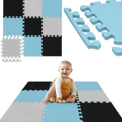 4FIZJO Mata edukacyjna dla dzieci puzzle 90 x 90 cm błękitna Outlet
