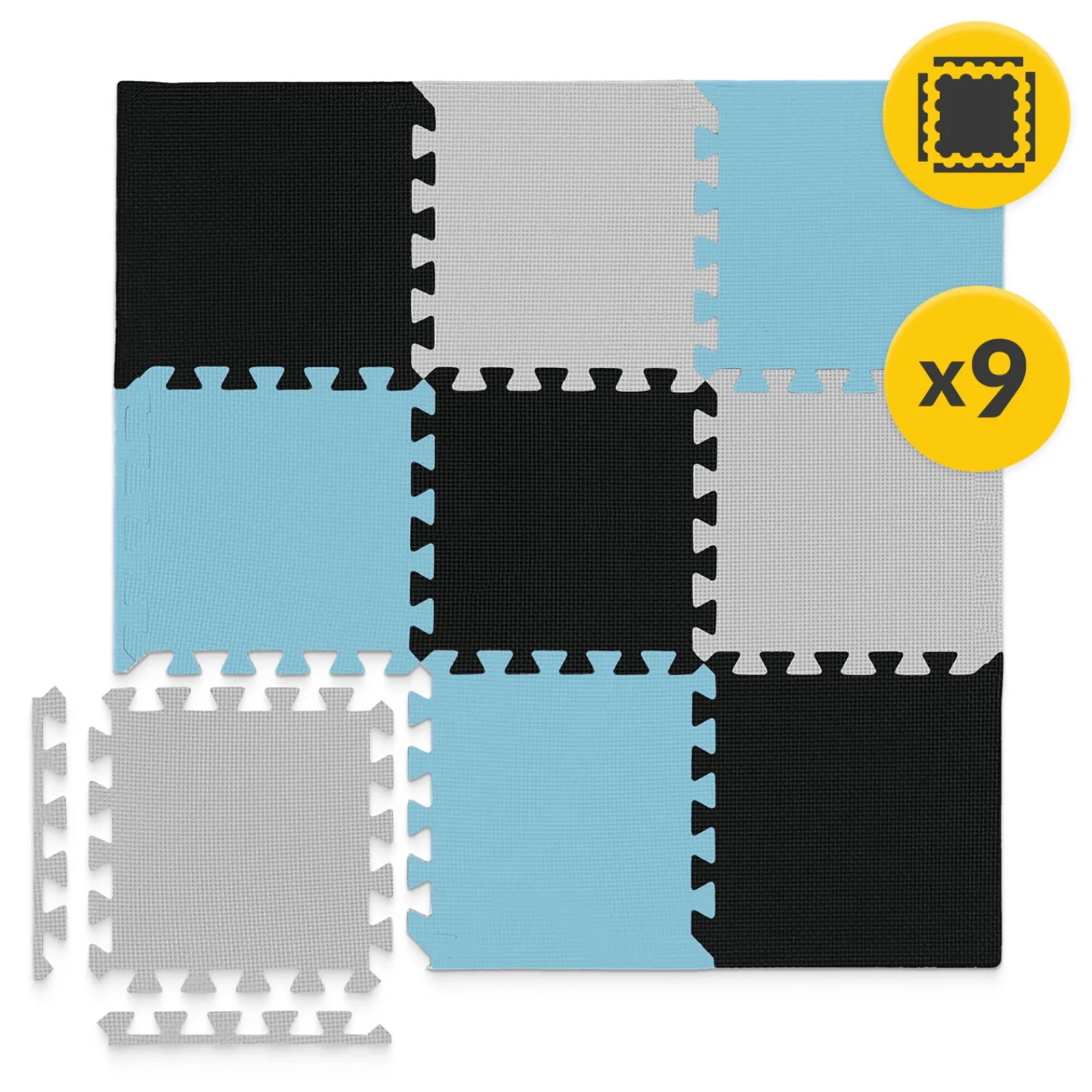 4FIZJO Mata edukacyjna dla dzieci puzzle 90 x 90 cm błękitna Outlet