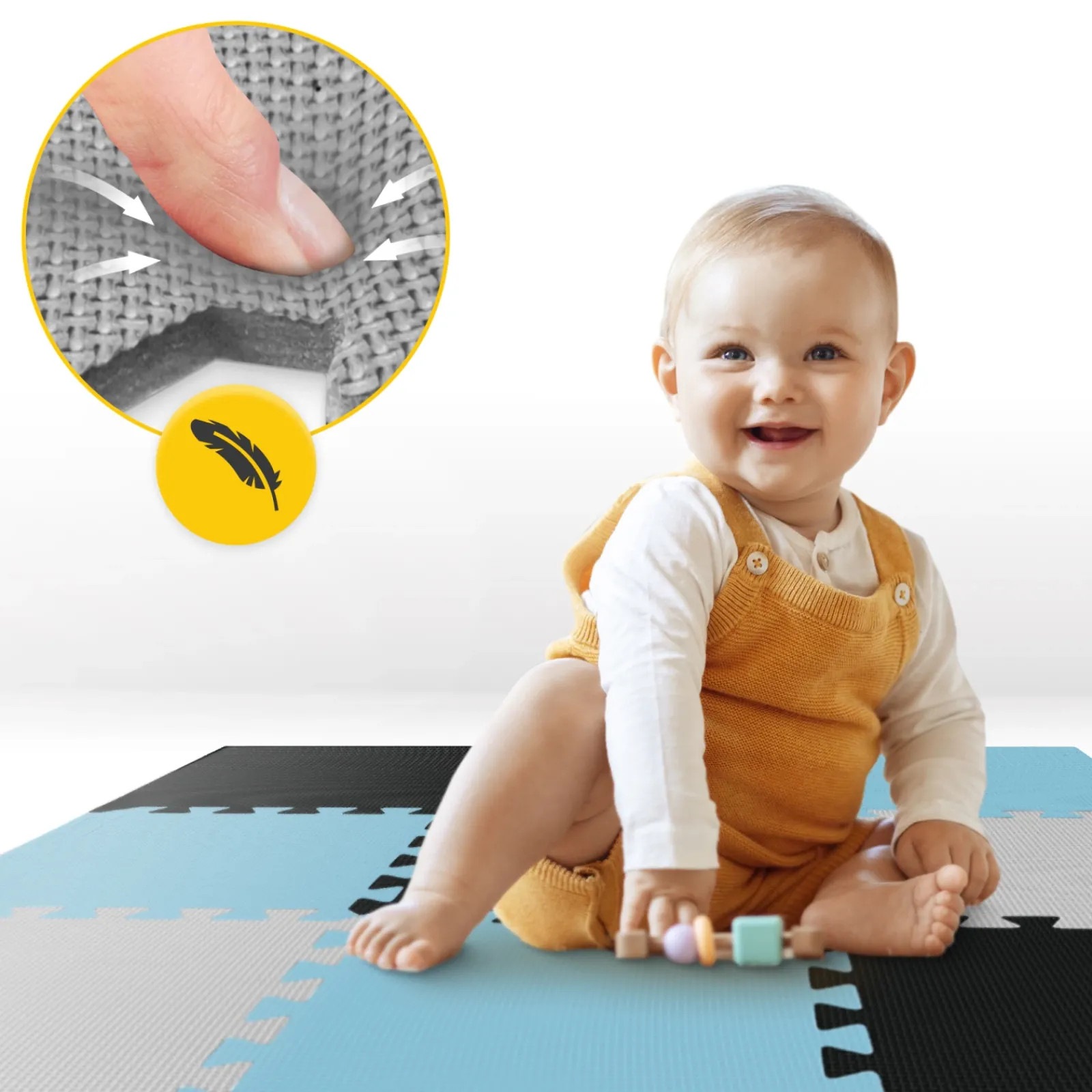 4FIZJO Mata edukacyjna dla dzieci puzzle 90 x 90 cm błękitna Outlet