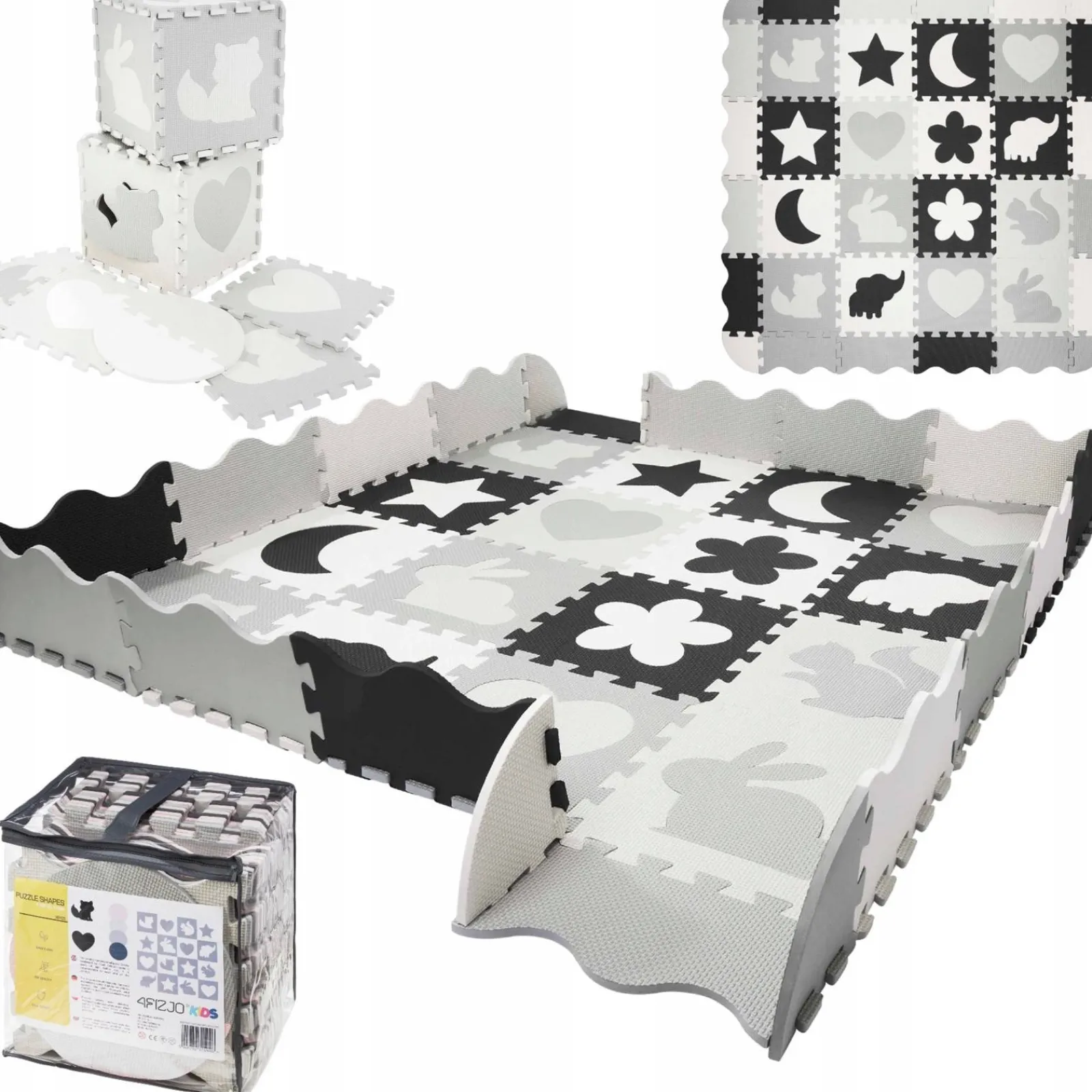 4FIZJO Mata edukacyjna dla dzieci puzzle 150 x 150 cm szara Best