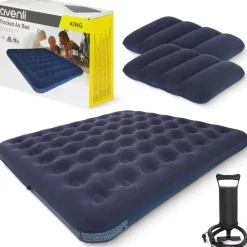 4FIZJO Materac dmuchany dwuosobowy Avenli 203 x 152 x 22 cm z pompką i poduszkami