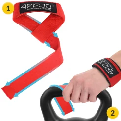 4FIZJO Paski treningowe do martwego ciągu Deadlift Straps czerwone Best