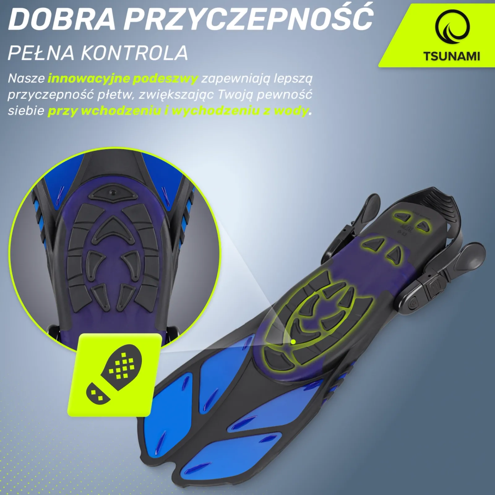 4FIZJO Płetwy do pływania TSUNAMI S/M granatowe Niebieski / Czarny Outlet