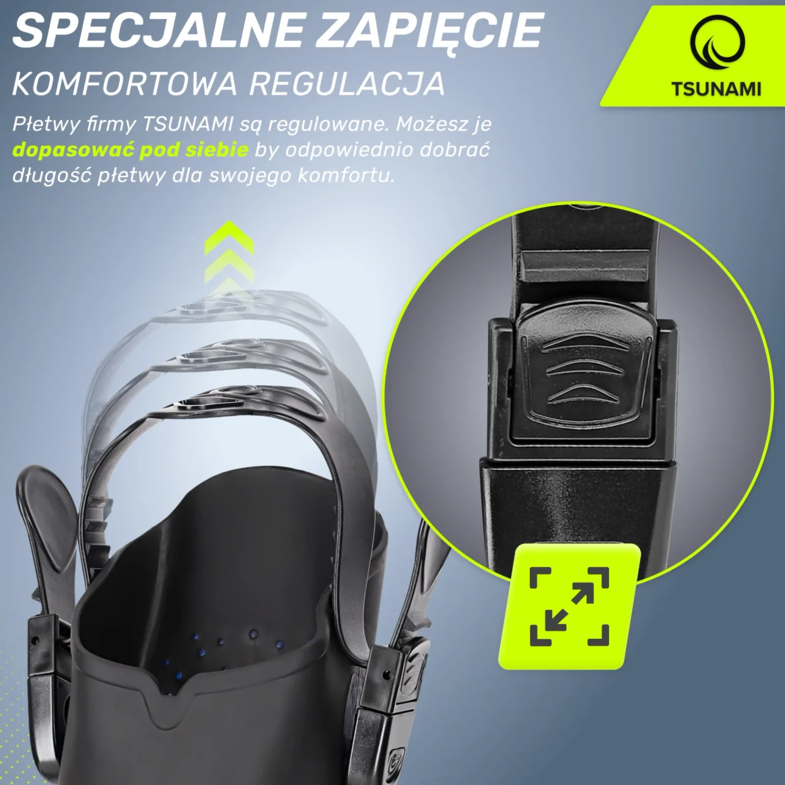 4FIZJO Płetwy do pływania TSUNAMI S/M granatowe Niebieski / Czarny Outlet