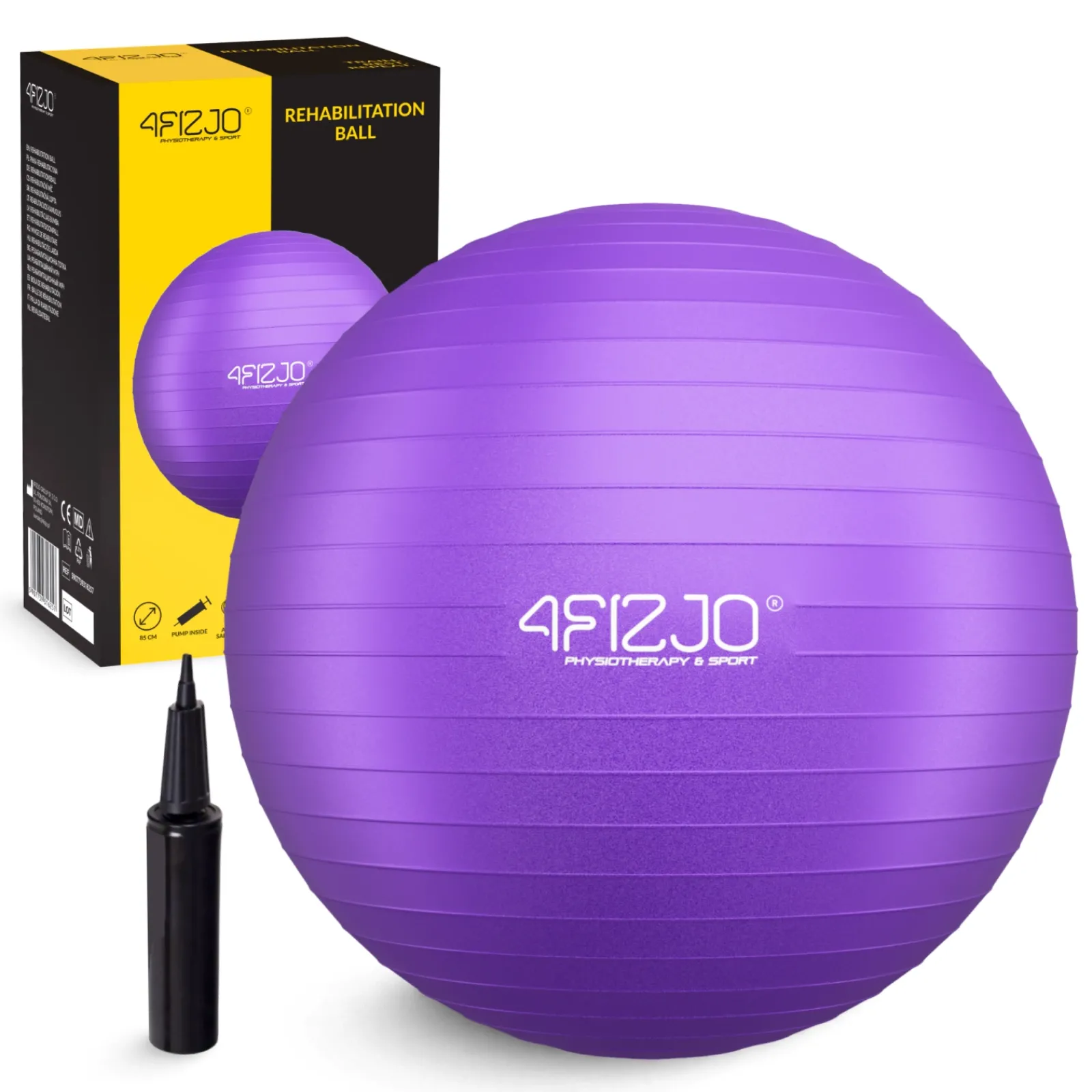 4FIZJO Piłka gimnastyczna dmuchana 85 cm fioletowa Discount