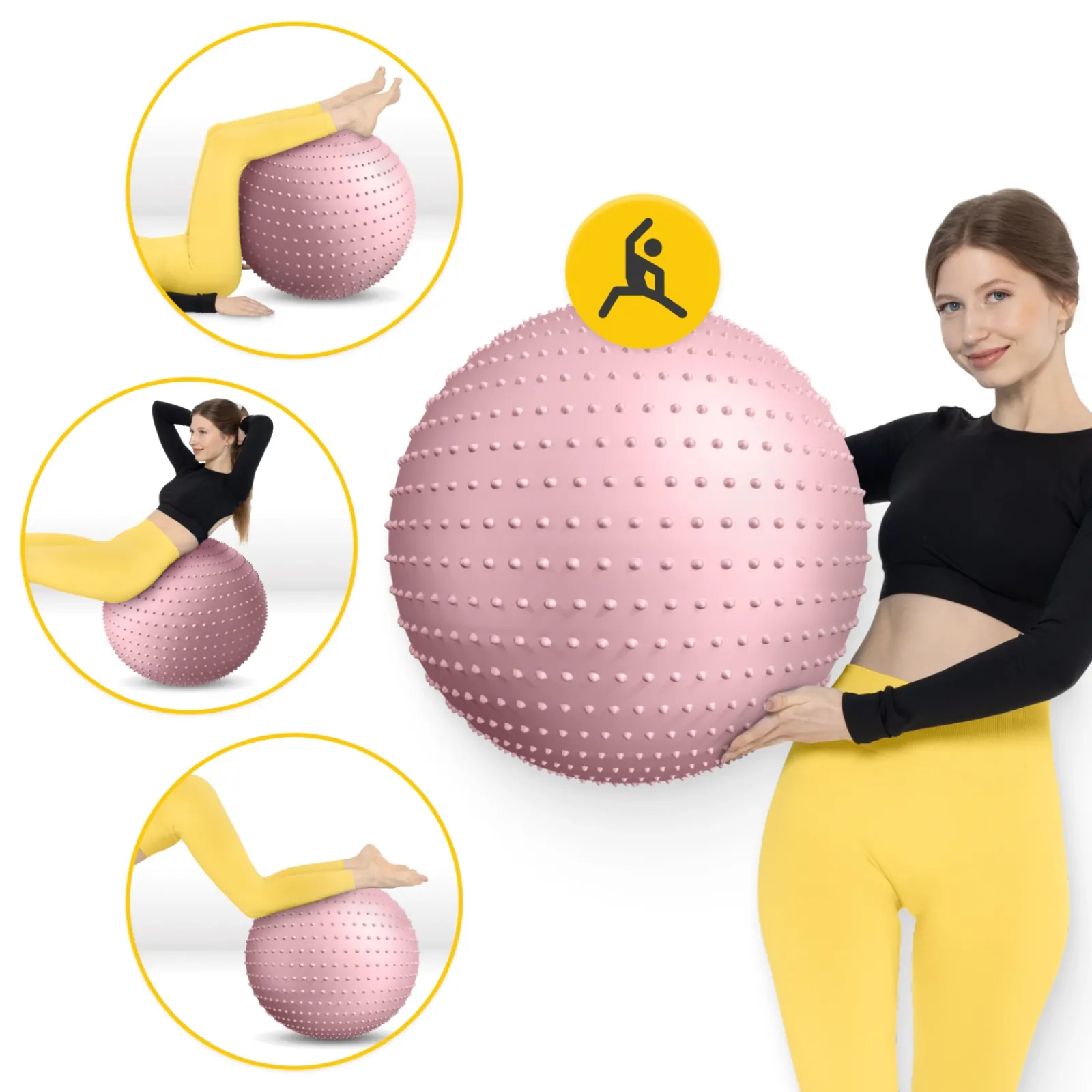 4FIZJO Piłka rehabilitacyjna z kolcami 65 cm różowa