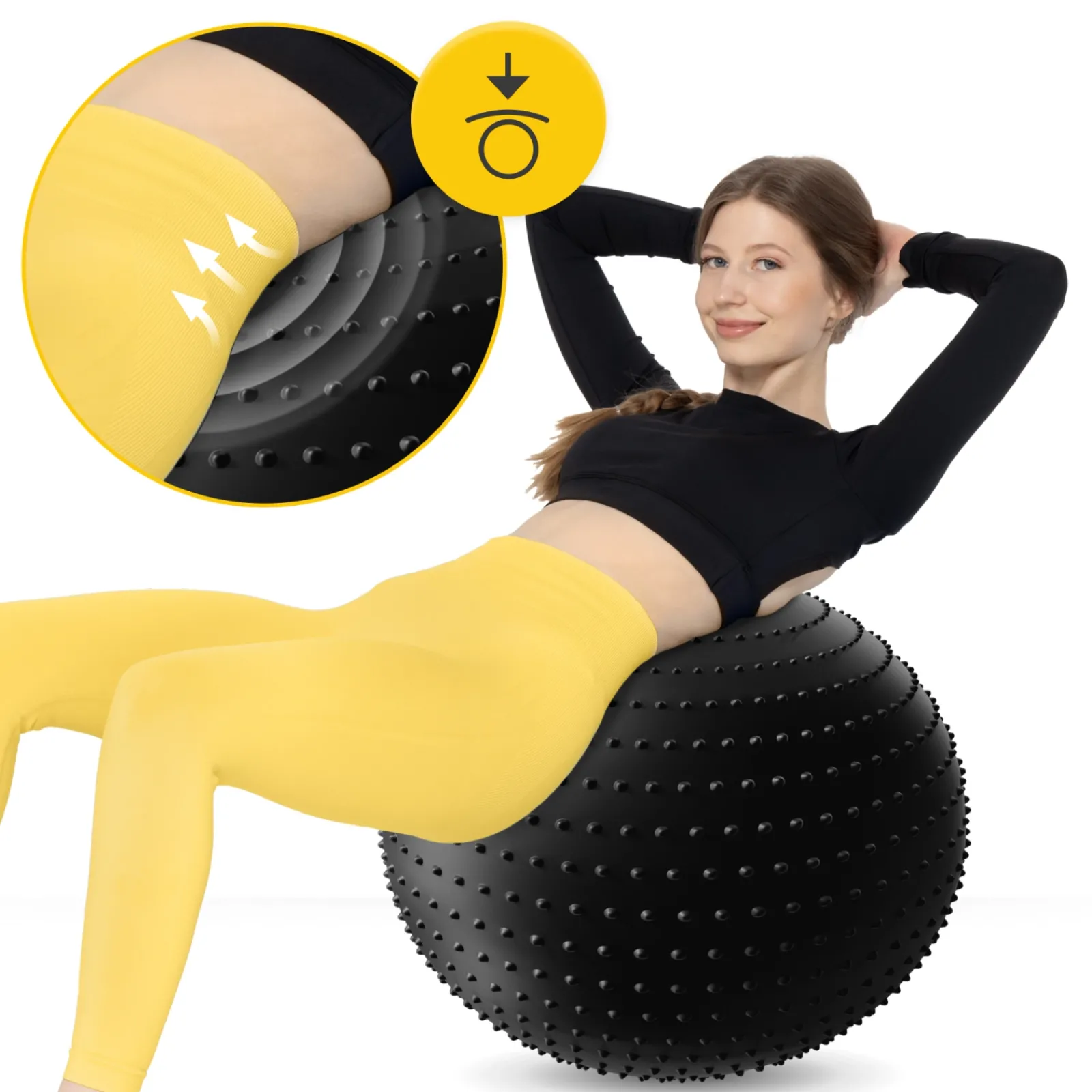 4FIZJO Piłka rehabilitacyjna z kolcami 65 cm czarna Outlet