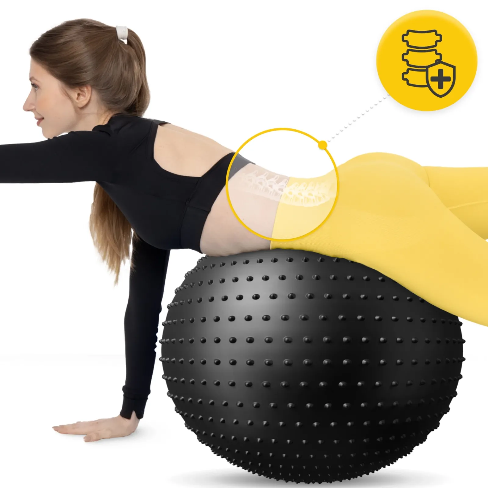 4FIZJO Piłka rehabilitacyjna z kolcami 65 cm czarna Outlet