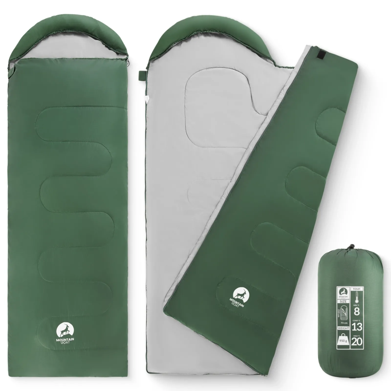 4FIZJO Śpiwór turystyczny mumia Mountain Goat STANDARD khaki New