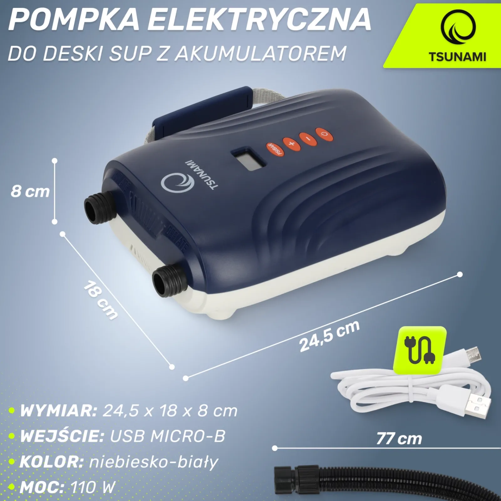 4FIZJO Pompka elektryczna do deski SUP TSUNAMI z akumulatorem Discount