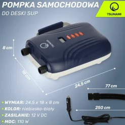 4FIZJO Pompka elektryczna do deski SUP TSUNAMI samochodowa New