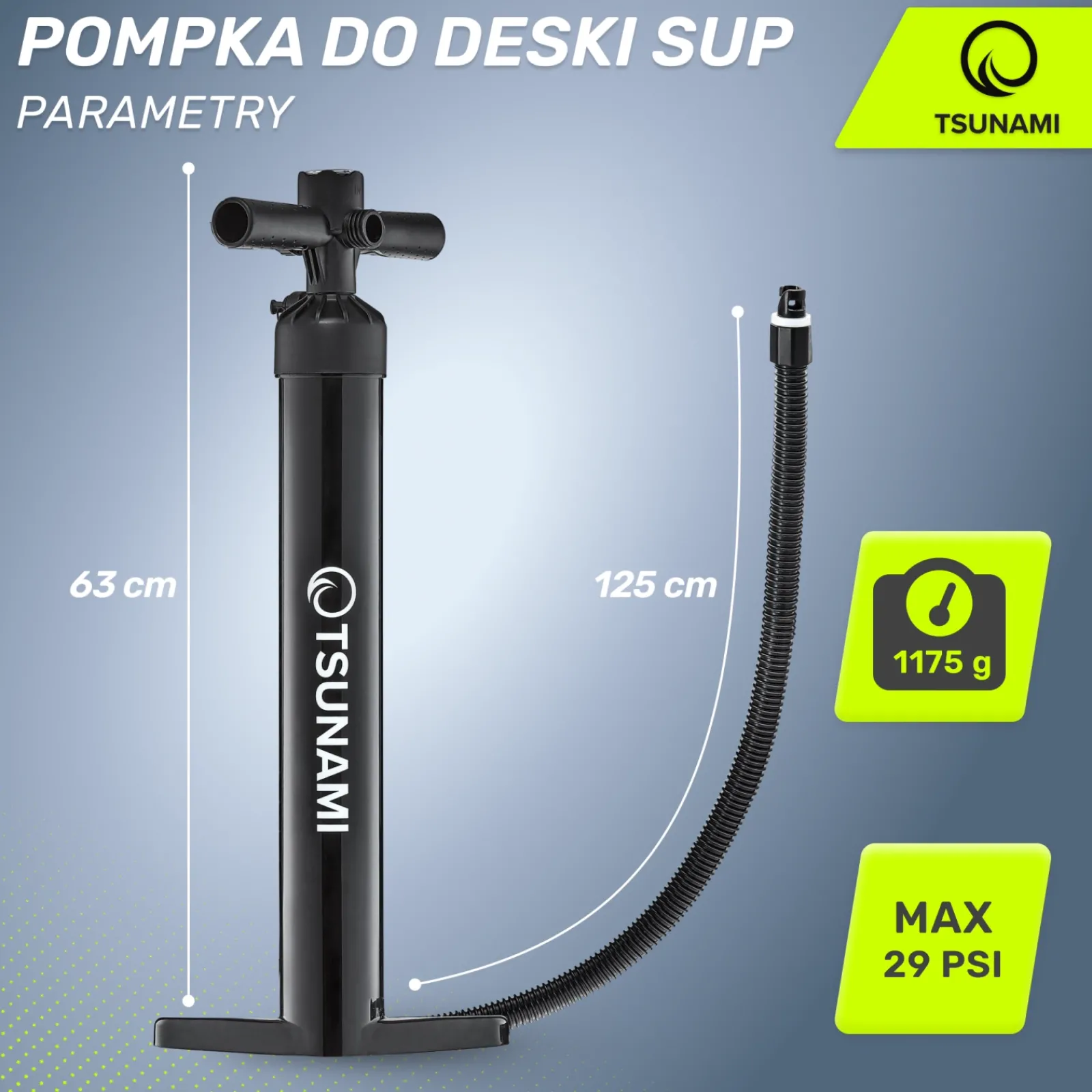4FIZJO Pompka ręczna wysokociśnieniowa do deski SUP TSUNAMI Hot