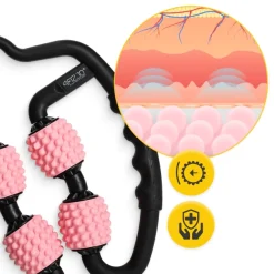 4FIZJO Roller do masażu ciała z wypustkami różowy Hot
