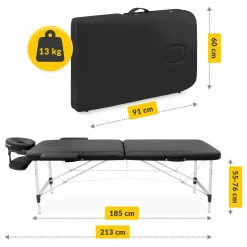4FIZJO Stół do masażu aluminiowy 60 cm czarny Hot