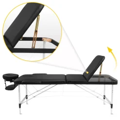 4FIZJO Stół do masażu aluminiowy z regulacją blatu 60 cm czarny