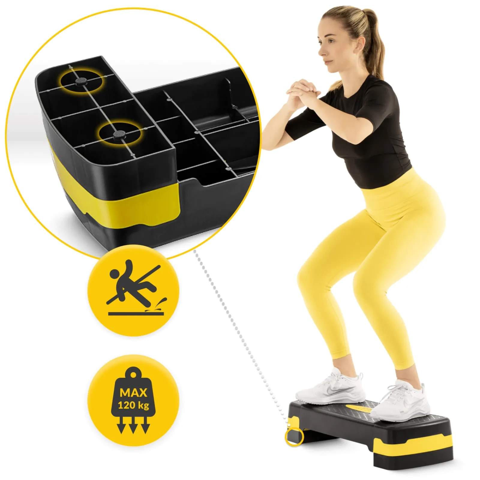 4FIZJO Stepper do aerobiku Standard 2-stopnie żółty Hot