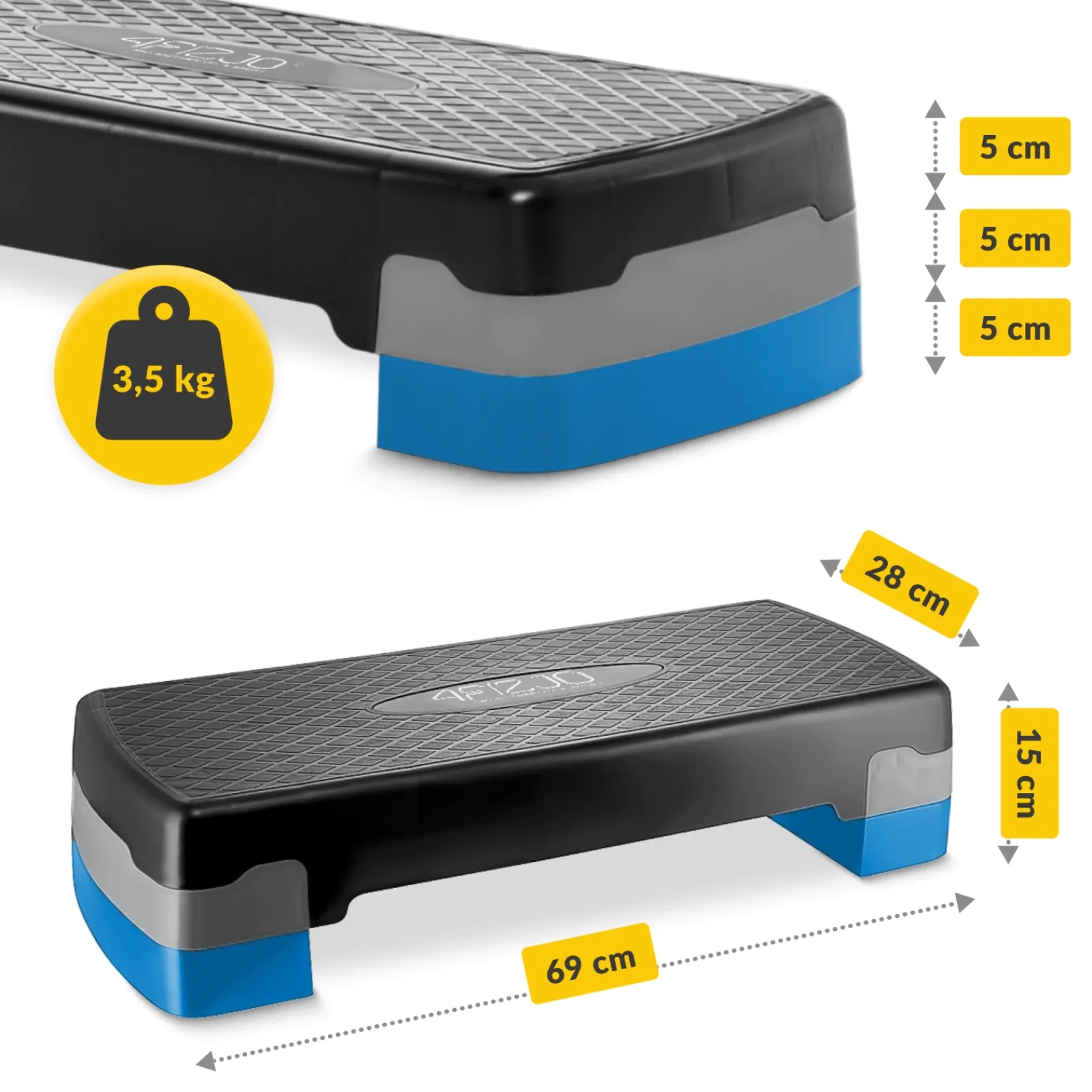 4FIZJO Stepper do aerobiku Standard 2-stopnie niebieski New