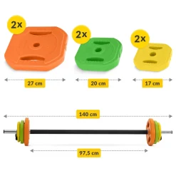 4FIZJO Sztanga składana z obciążeniem bitumicznym 20 kg Online