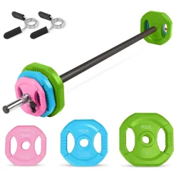 4FIZJO Sztanga treningowa z obciążeniem żeliwnym 20 kg Best