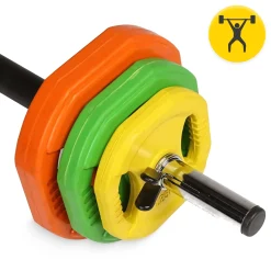4FIZJO Sztanga treningowa z obciążeniem żeliwnym 20 kg