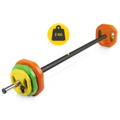 4FIZJO Sztanga treningowa z obciążeniem żeliwnym 20 kg