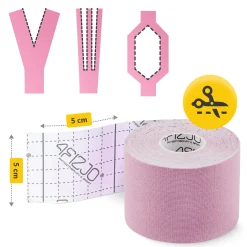 4FIZJO Taśma do kinesiotapingu 5 cm x 5 m Różowy Sale