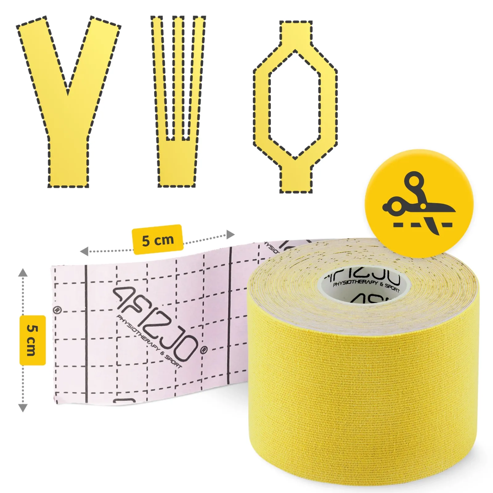 4FIZJO Taśma do kinesiotapingu 5 cm x 5 m Żółty Clearance
