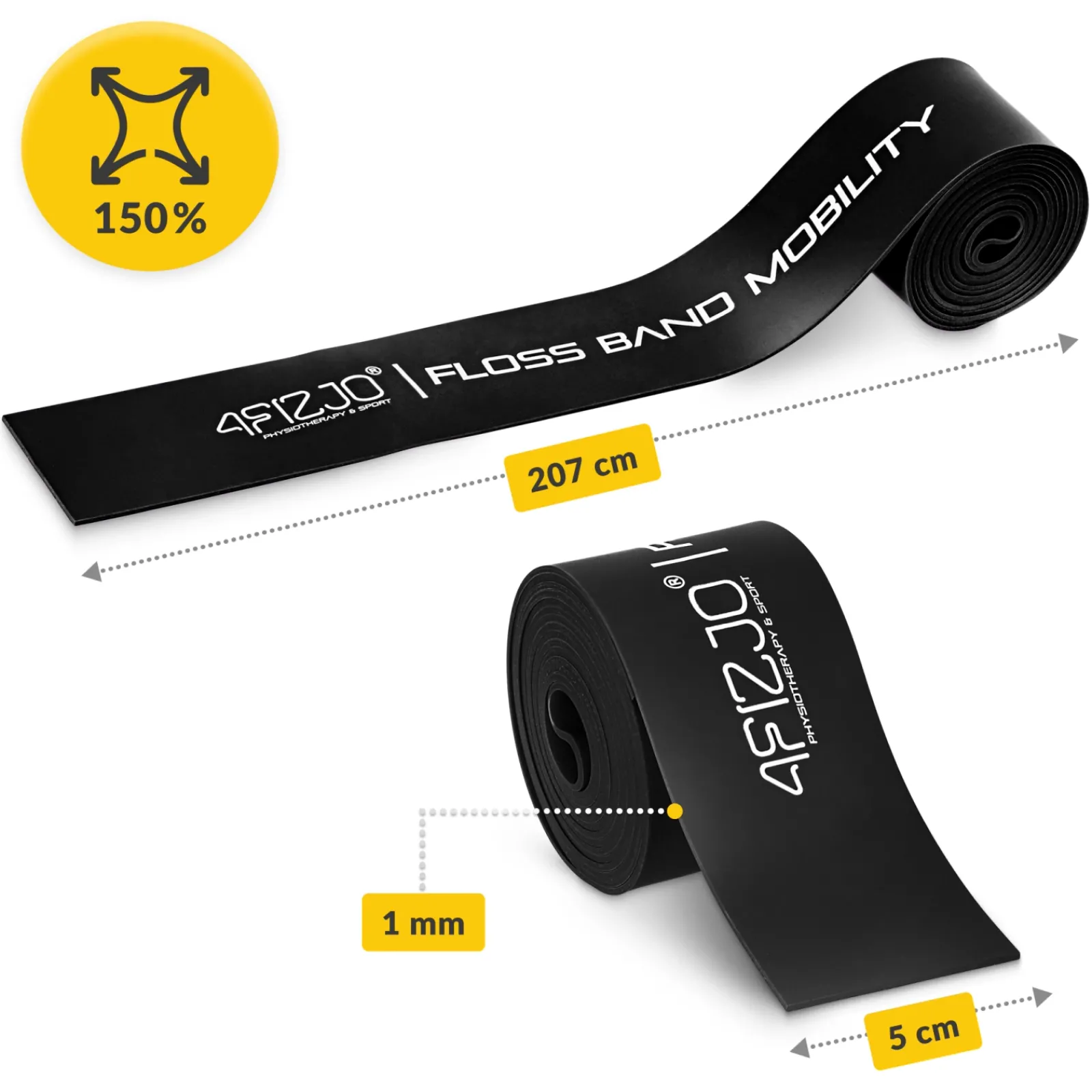 4FIZJO Taśma rehabilitacyjna do ćwiczeń FLOSS BAND 1 mm czarna Discount