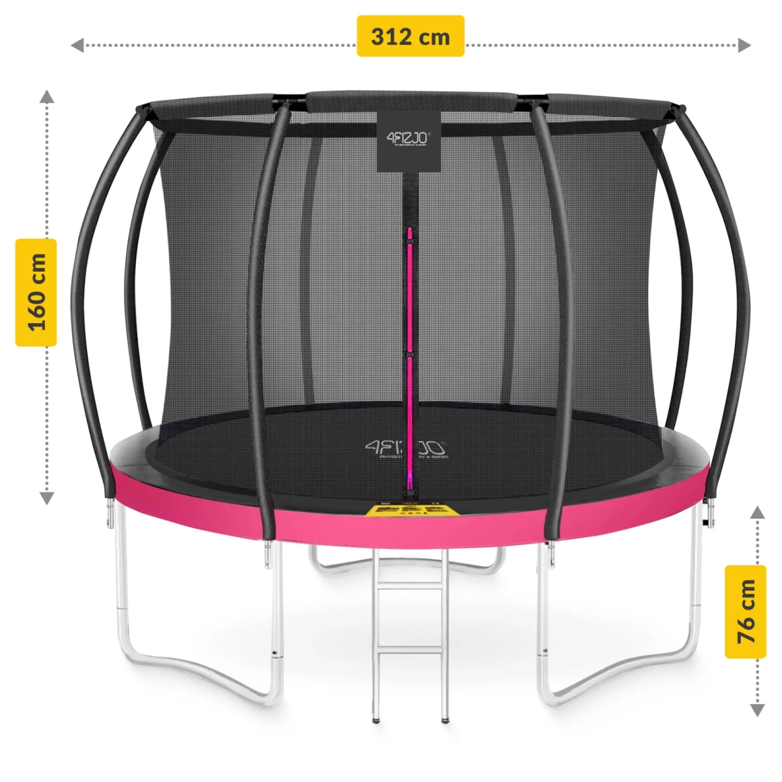 4FIZJO Trampolina ogrodowa dla dzieci PRO 312cm 10FT Różowy / Czarny Outlet