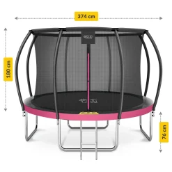 4FIZJO Trampolina ogrodowa dla dzieci PRO 374 cm 12FT Różowy / Czarny Discount
