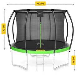 4FIZJO Trampolina ogrodowa dla dzieci PRO 312cm 10FT Zielony / Czarny Discount