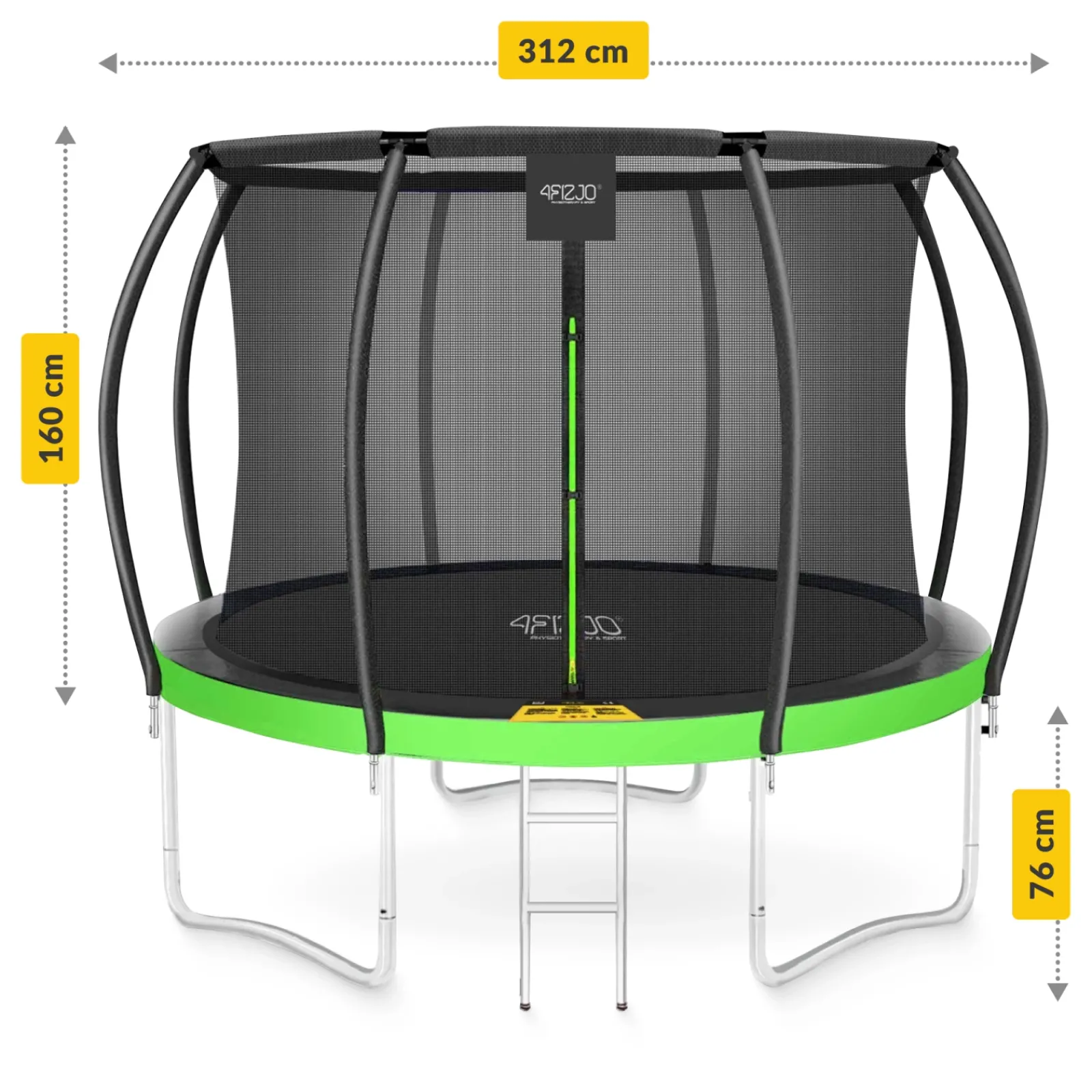 4FIZJO Trampolina ogrodowa dla dzieci PRO 312cm 10FT Zielony / Czarny Discount