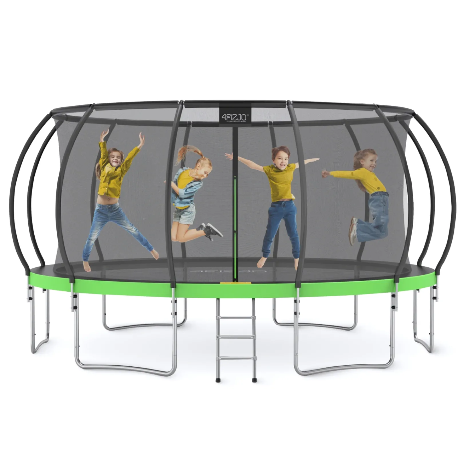 4FIZJO Trampolina ogrodowa dla dzieci PRO 496 cm 16FT Zielony / Czarny Sale