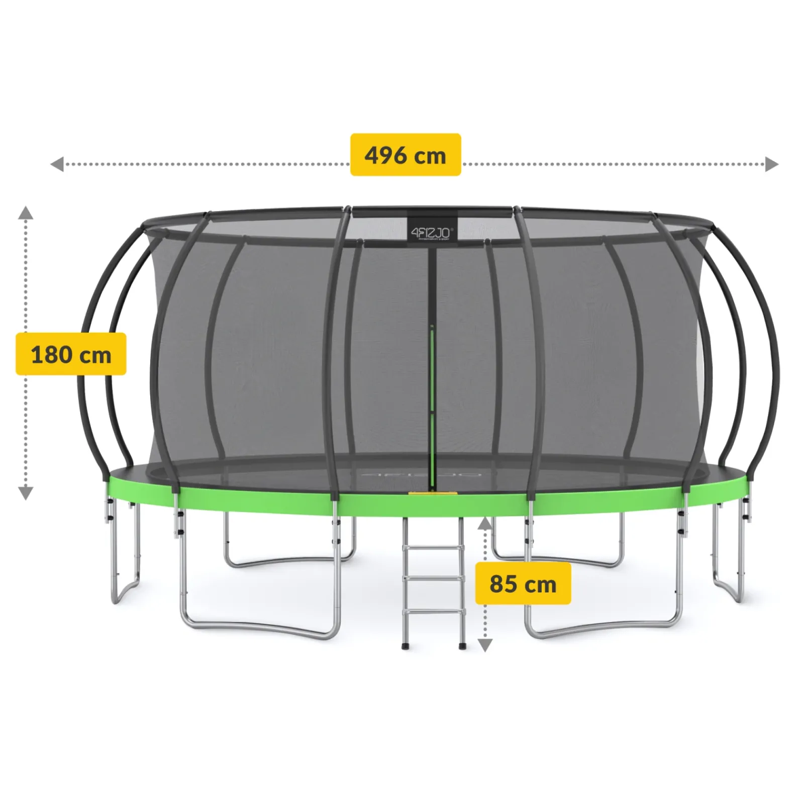 4FIZJO Trampolina ogrodowa dla dzieci PRO 496 cm 16FT Zielony / Czarny Sale