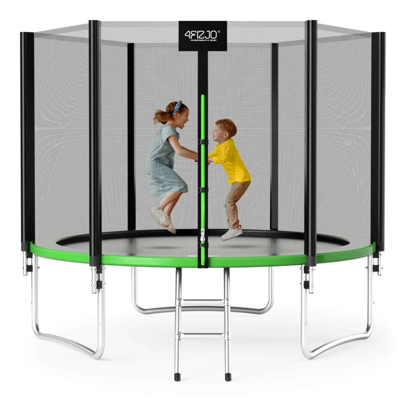 4FIZJO Trampolina ogrodowa dla dzieci CLASSIC 312 cm 10 FT Zielony / Czarny Outlet